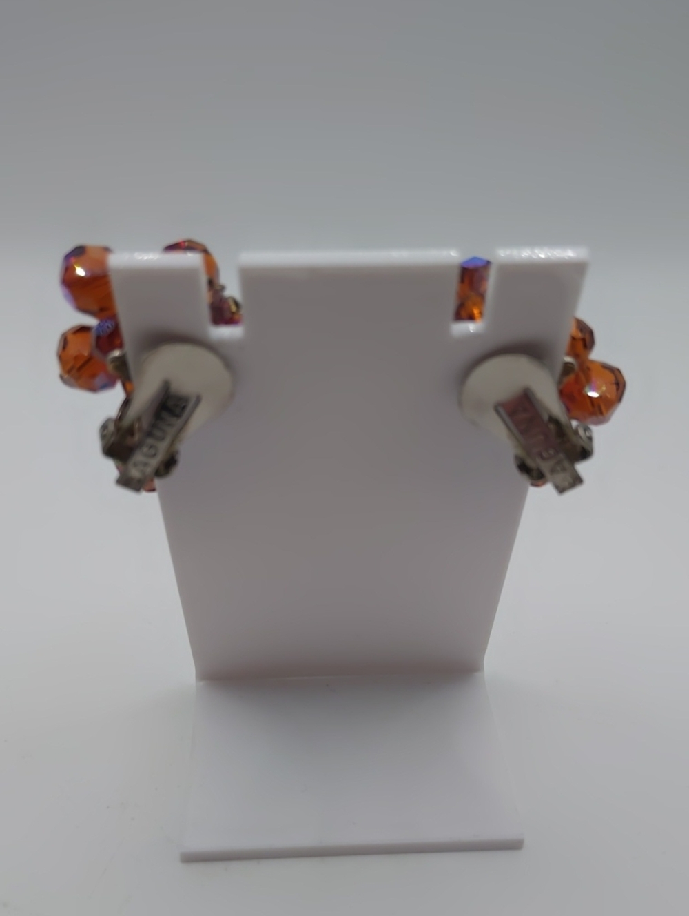 Laguna Amber Colored AB Cha Cha Clip On Earrings Vintage - Picture 4 of 7